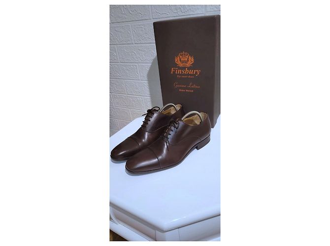 Finsbury Scarpe Oxford Cap Toe in Pelle Marrone Chiaro - vista 5