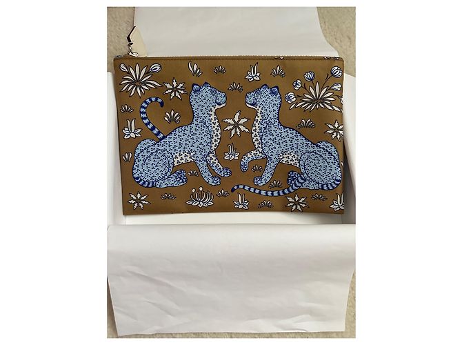 Silk In Hermès seidiger Beutel Hellbraun Hellblau - Ansicht 2