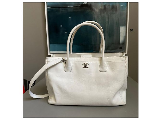 Borsa executive in pelle bianca Chanel Bianco - vista 11