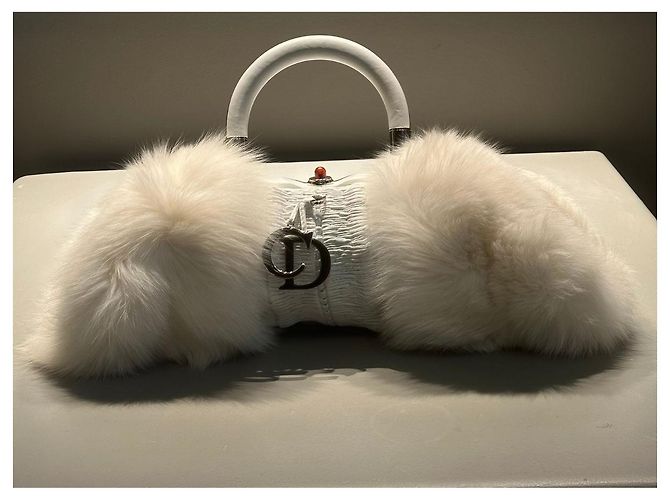 Bolsa DIOR de pele de raposa e couro NOVIDADE Branco - vista 12