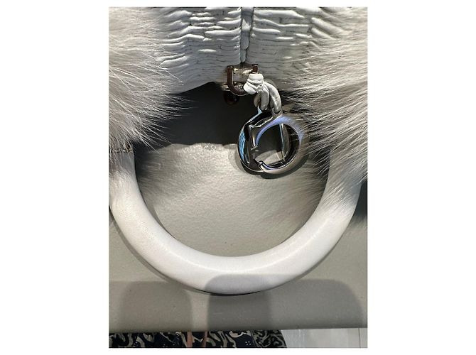 Bolsa DIOR de pele de raposa e couro NOVIDADE Branco - vista 14