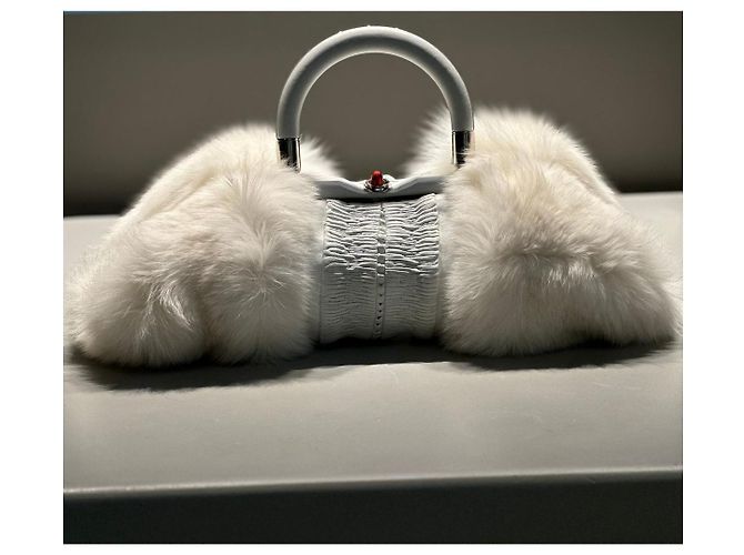 Bolsa DIOR de pele de raposa e couro NOVIDADE Branco - vista 2