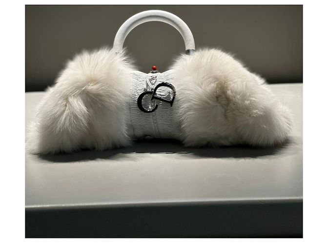 Bolsa DIOR de pele de raposa e couro NOVIDADE Branco - vista 3