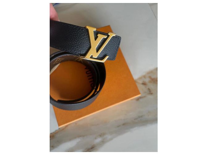 Louis Vuitton Gürtel aus Leder Schwarz und Hellbraun Golden - Ansicht 2