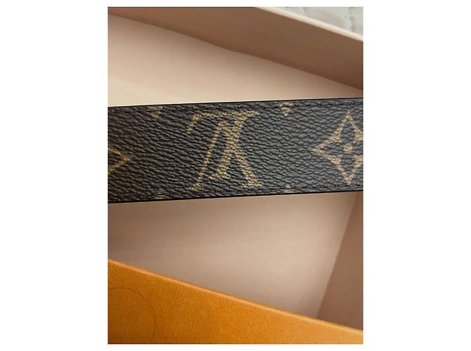 Louis Vuitton Gürtel aus Leder Schwarz und Hellbraun Golden - Ansicht 3