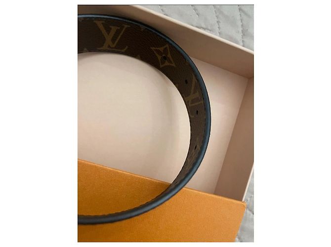 Louis Vuitton Gürtel aus Leder Schwarz und Hellbraun Golden - Ansicht 4