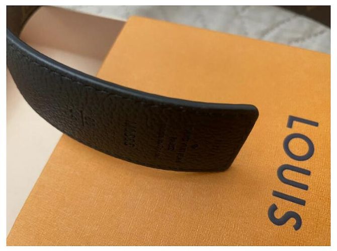 Louis Vuitton Gürtel aus Leder Schwarz und Hellbraun Golden - Ansicht 6