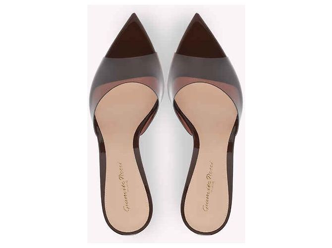 Gianvito Rossi Elle Mule Marrone Scuro Vernice - vista 2