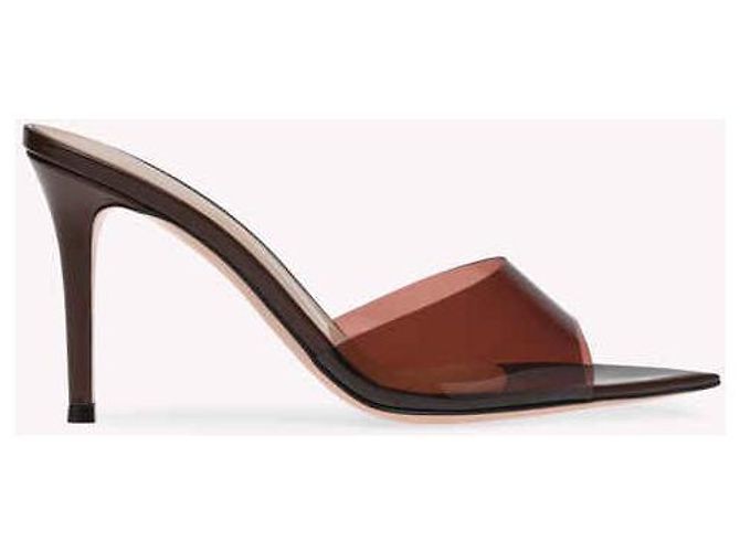 Gianvito Rossi Elle Mule Marrone Scuro Vernice - vista 4