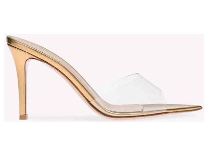 Gianvito Rossi Elle Mule Oro in Pelle Vernice D'oro - vista 3