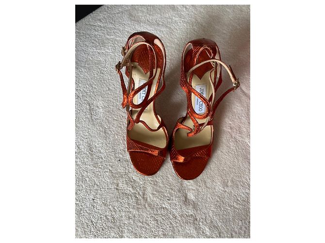 Sandali Jimmy Choo Throw Arancioni in Pelle Esotica Arancione - vista 2
