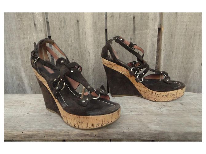 Sandalias Alaïa Marrón Oscuro Ante 38 - vista 2