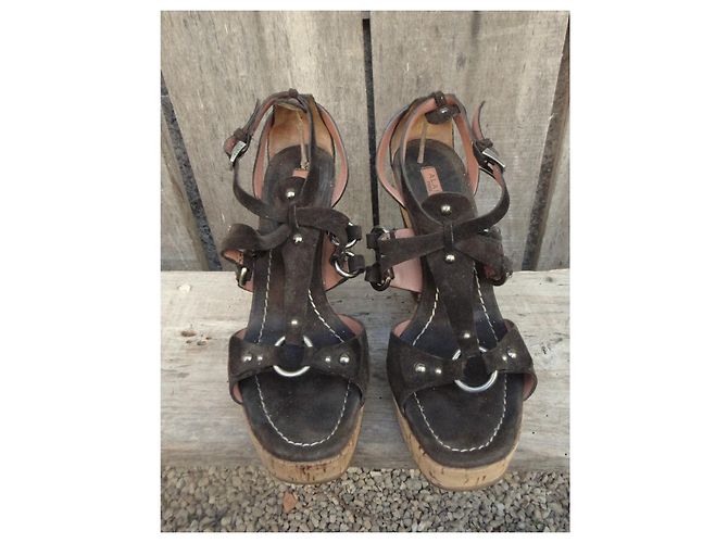 Sandalias Alaïa Marrón Oscuro Ante 38 - vista 3