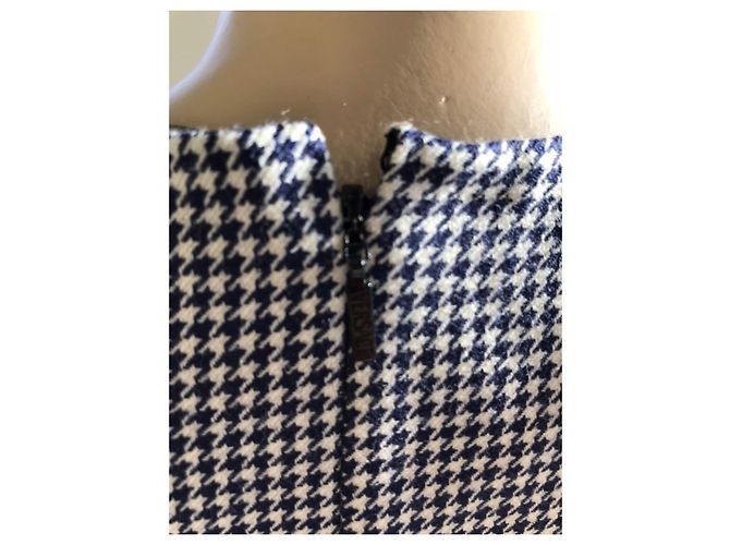 Abito Versace in lana e pelle a chevron blu bianco e nero Blu navy - vista 4