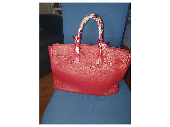 Borsa a mano Hermès Birkin in agnello rosso scuro Bordò - vista 2