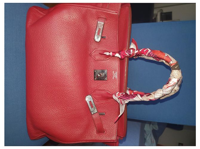 Borsa a mano Hermès Birkin in agnello rosso scuro Bordò - vista 3