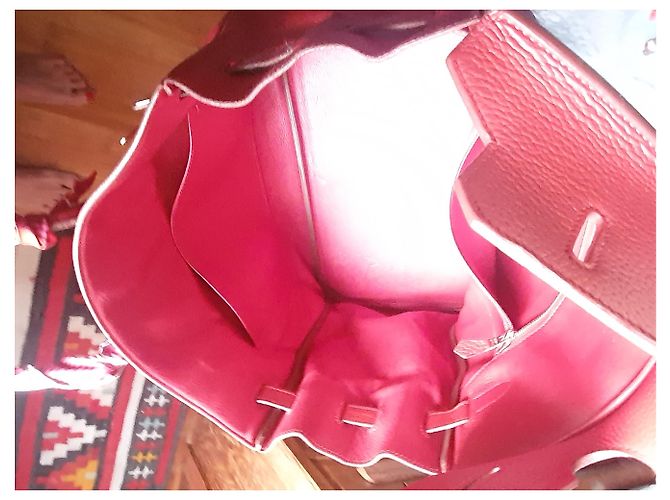 Borsa a mano Hermès Birkin in agnello rosso scuro Bordò - vista 5