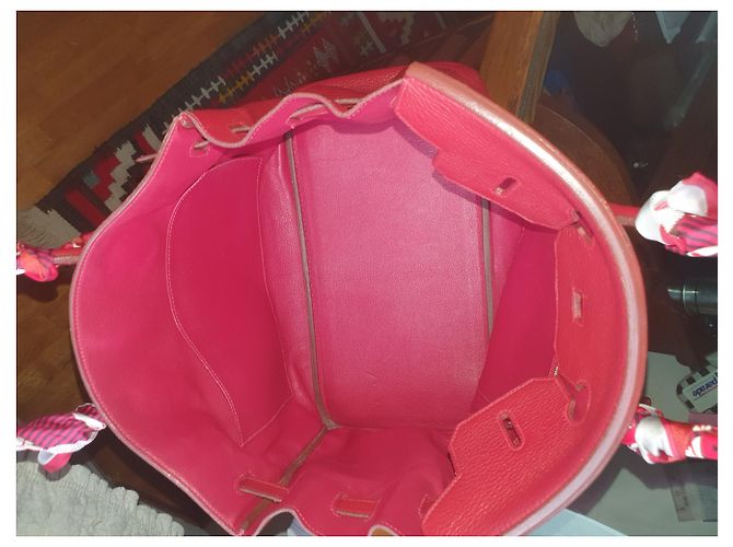 Borsa a mano Hermès Birkin in agnello rosso scuro Bordò - vista 6