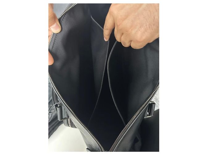 Christian Dior Porte-documents en cuir noir - vue 4