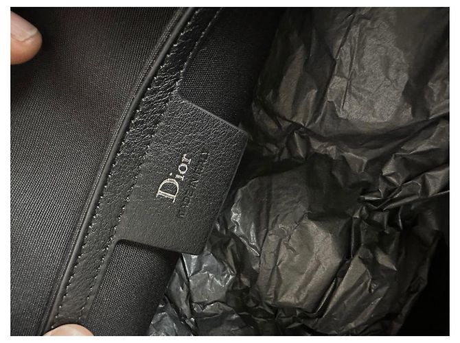 Christian Dior Porte-documents en cuir noir - vue 7