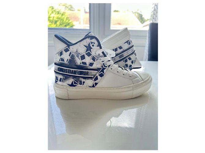Christian Dior B23 Sneakers Alte Bianche e Blu Bianco - vista 3