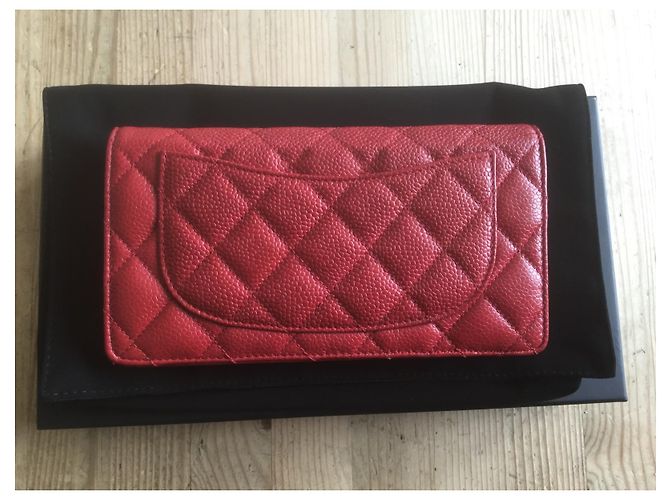 Cartera Chanel Yen de cuero Caviar rojo Roja - vista 4
