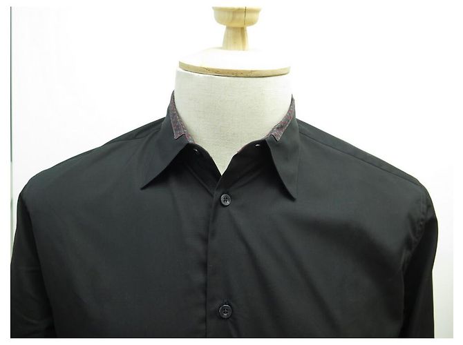 Hermès CAMICIA FITTING HERMES CON COLLO DRITTO 026250H20239 COTONE NERO M 39 15.5 Camicie - vista 2