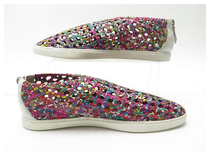 Hermès NUOVE SCARPE HERMES OXYGENE 41 IN SETA INTRECCIATA MULTICOLOR Multicolore - vista 2