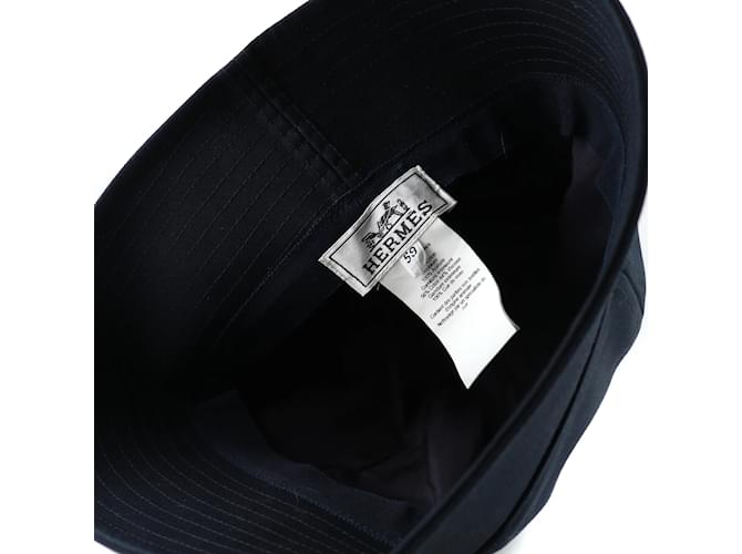 HERMÈS - Baumwollhut (Größe 59) Marineblau - Ansicht 4
