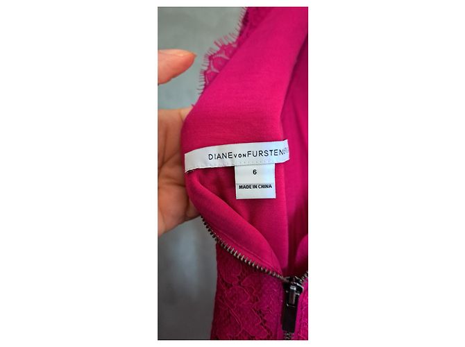 Vestido de renda Diane Von Furstenberg Fuchsia Rayon Fuschia - vista 7