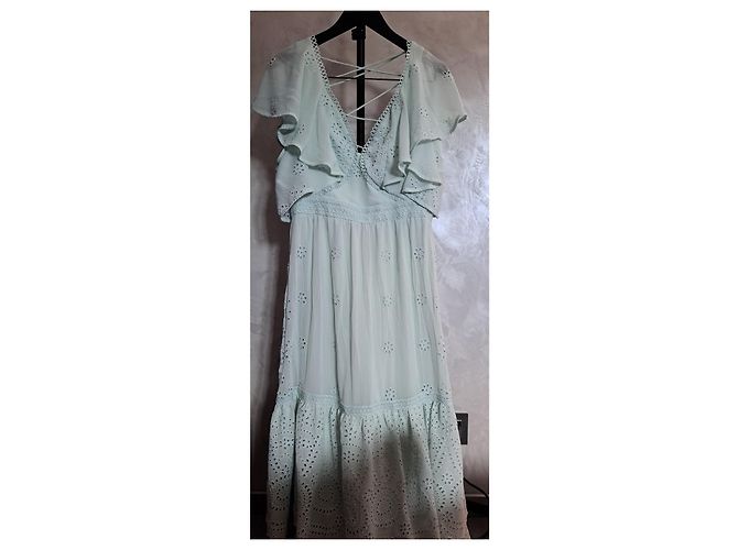 Autre Marque Vestido estilo bordado inglés verde menta Verde claro - vista 9