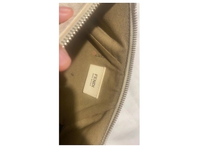 Fendi Baguette Monogramm Stofftasche Weiß Grau - Ansicht 12