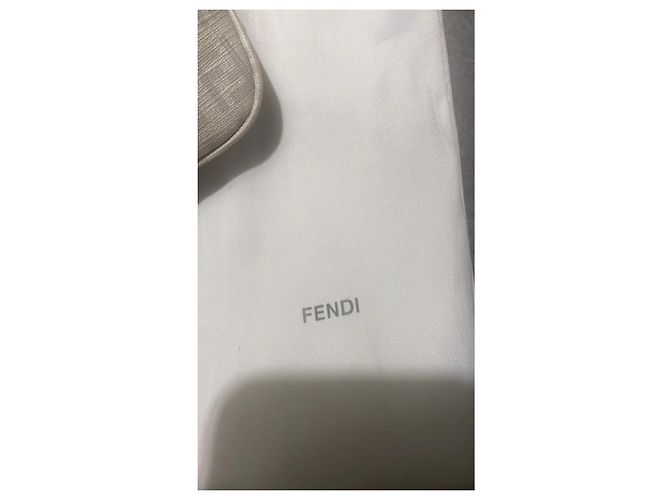 Fendi Baguette Monogramm Stofftasche Weiß Grau - Ansicht 13