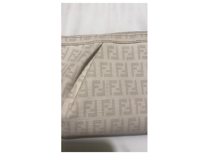 Fendi Baguette Monogramm Stofftasche Weiß Grau - Ansicht 2