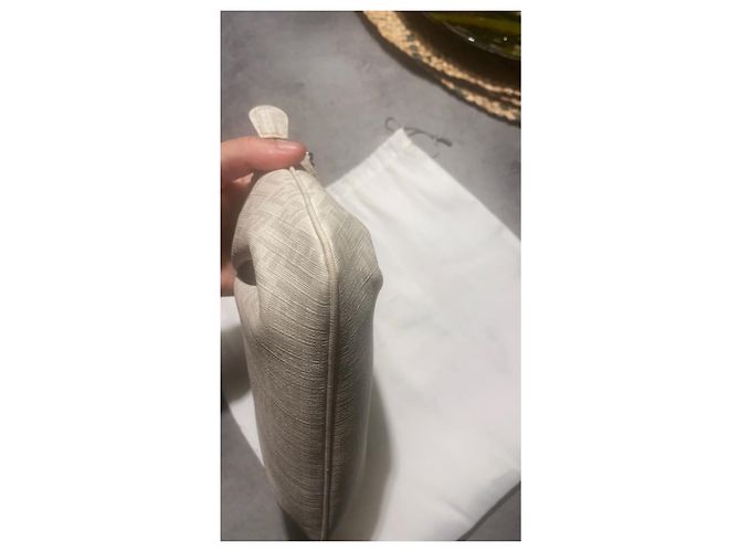 Fendi Baguette Monogramm Stofftasche Weiß Grau - Ansicht 8