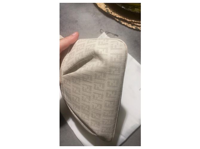 Fendi Baguette Monogramm Stofftasche Weiß Grau - Ansicht 9
