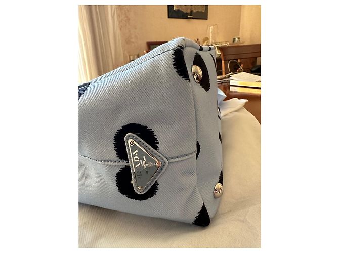Bauletto Borsa a mano Prada Drill Pois in tessuto turchese - vista 11