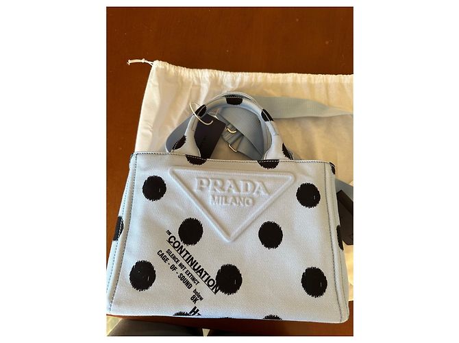 Bauletto Borsa a mano Prada Drill Pois in tessuto turchese - vista 14