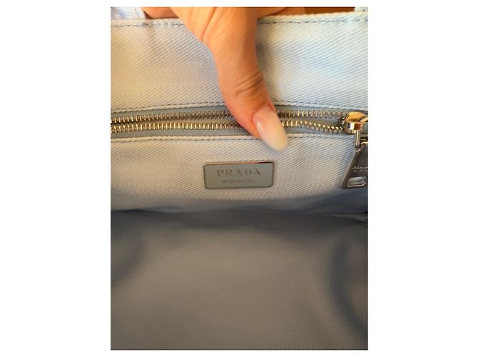 Bauletto Borsa a mano Prada Drill Pois in tessuto turchese - vista 15