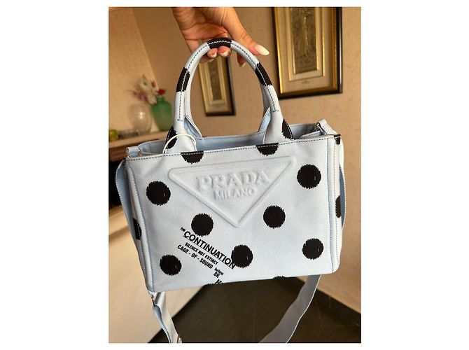 Bauletto Borsa a mano Prada Drill Pois in tessuto turchese - vista 17