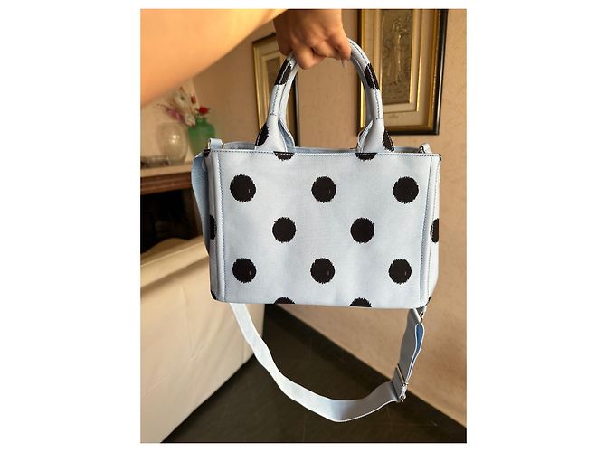 Bauletto Borsa a mano Prada Drill Pois in tessuto turchese - vista 18