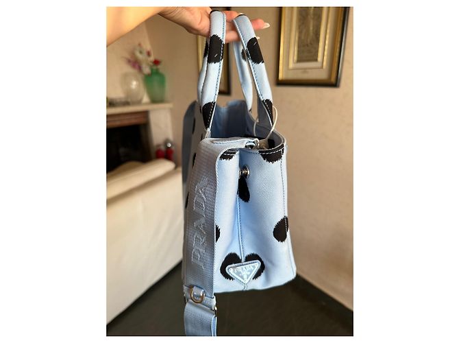 Bauletto Borsa a mano Prada Drill Pois in tessuto turchese - vista 19