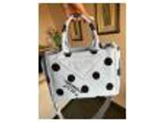 Bauletto Borsa a mano Prada Drill Pois in tessuto turchese - vista 20