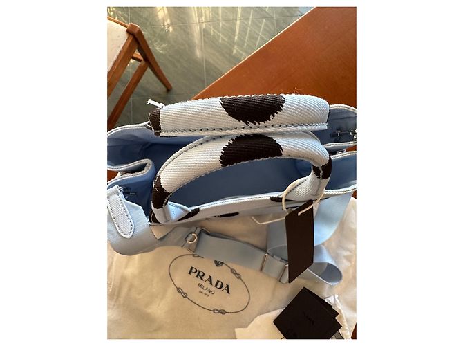 Bauletto Borsa a mano Prada Drill Pois in tessuto turchese - vista 8
