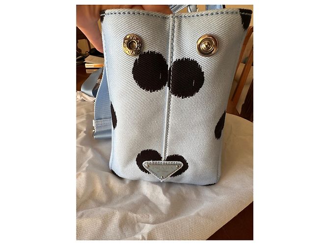 Bauletto Borsa a mano Prada Drill Pois in tessuto turchese - vista 9