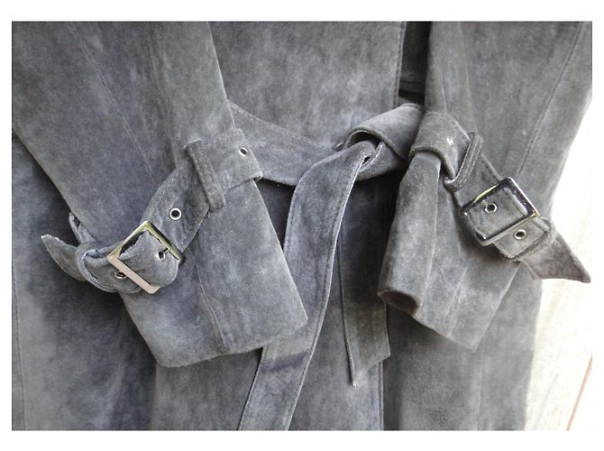 Autre Marque Tom Collins Wildleder-Trenchcoat, Größe XL - Ansicht 3