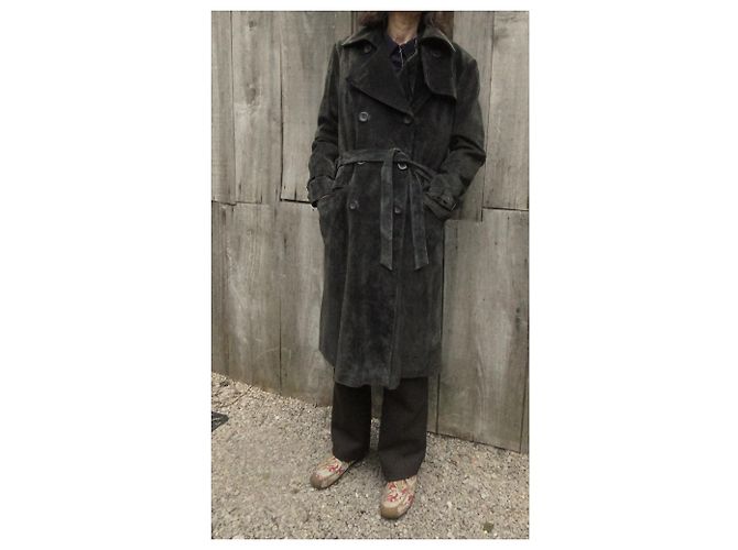 Autre Marque Tom Collins Wildleder-Trenchcoat, Größe XL - Ansicht 5
