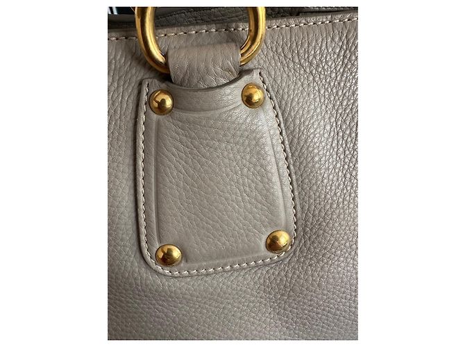 Borsa tote Prada Vitello Daino in pelle beige - vista 17