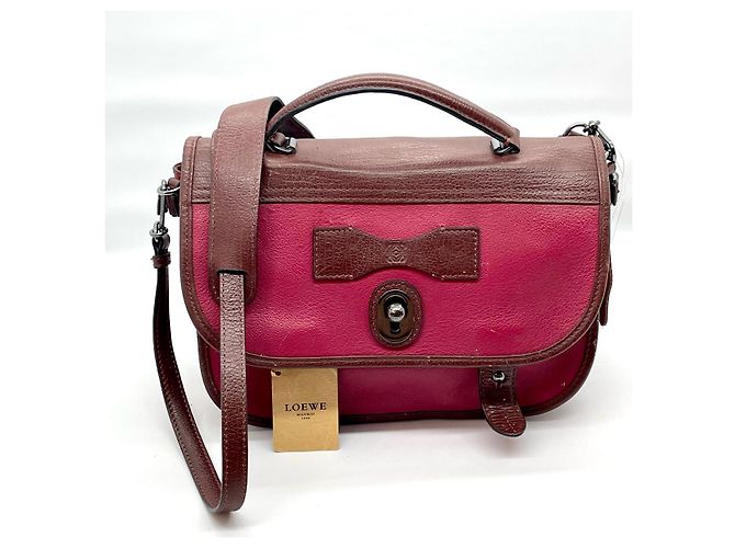 Vintage Loewe Bolso Cartero Verde Caqui Bordeaux - vista 2