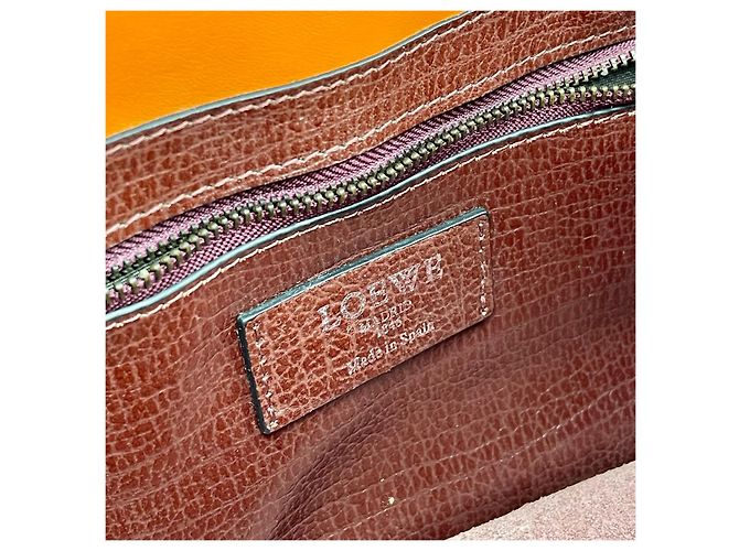 Vintage Loewe Bolso Cartero Verde Caqui Bordeaux - vista 8